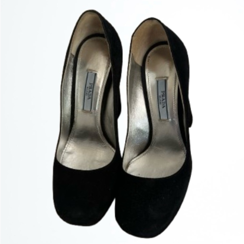 Prada, black, suede, heel, small platform, excellent condition, 36 size